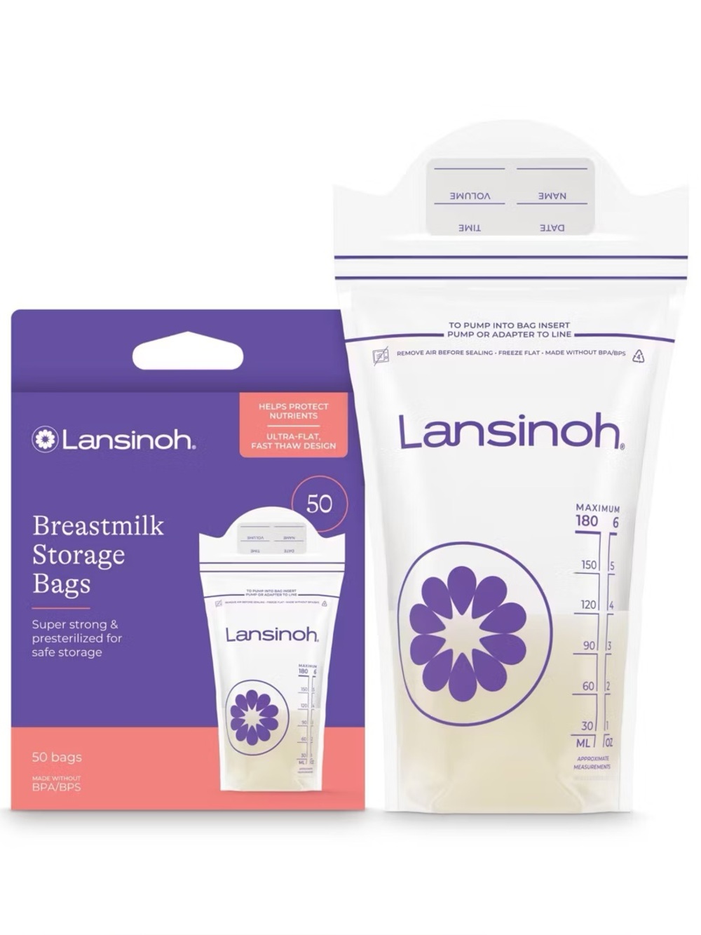 Lansinoh Breast Milk Storage Bags - Fast Freeze & Thaw - 50ct